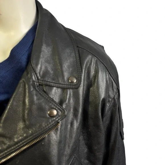 Bristol Black Leather Motorcycle Jacket Biker Style Men's size 48 - Picture 5 of 14